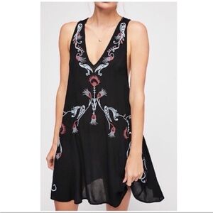 Free People Adelaide Festival Slip Dress Boho Embroidered Tassels Size Small